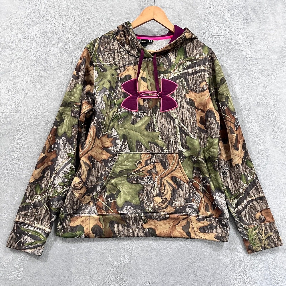 Under Armour  Hoodie Women's‎ Large Camouflage Storm Mossy Oak Loose Cold Gear